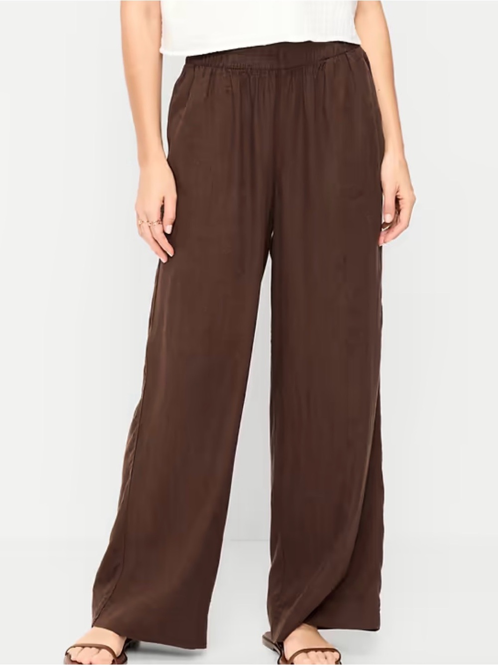 GAP Pants Women’s S Palazzo Linen Clean Coal Brown Lagenlook Wide Leg Trousers